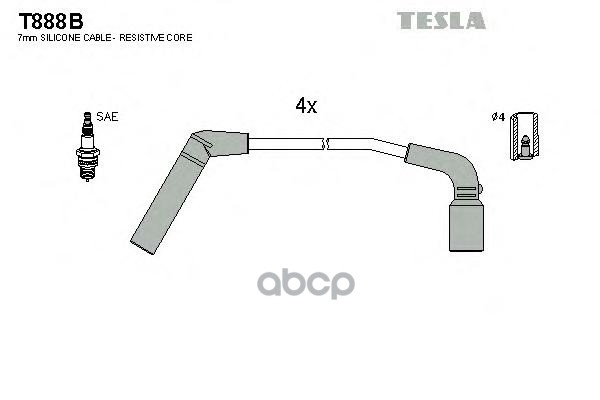 Провода высоковольтные DAEWOO Kalos/Mat 03- /Aveo TESLA T888B TESLA арт. T888B