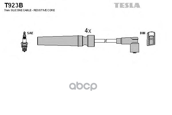 Провода высоковольтные CHEVROLET Lachetti / DAEWOO Nubira 1.4/1.6 03- TESLA T923B TESLA арт. T923B