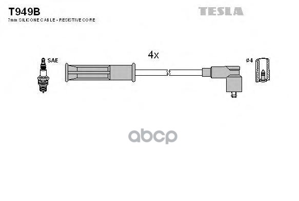 Провода высоковольтные, комплект RENAULT Clio/Kangoo/Megane/Laguna TESLA T949B TESLA арт. T949B