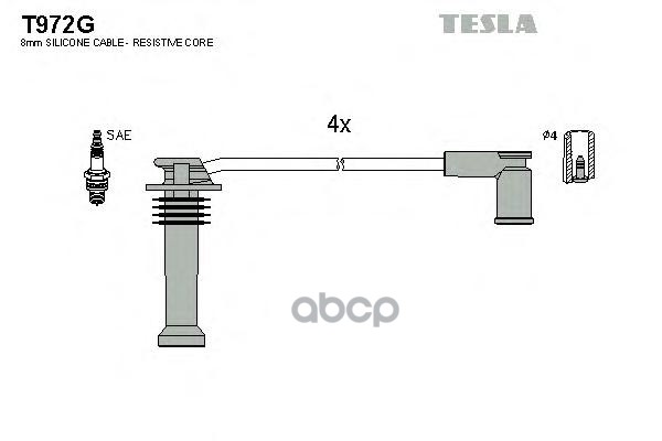 Провода высоковольтные FORD FOCUS 2 04- TESLA T972G TESLA арт. T972G