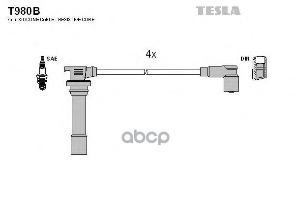 Провода высоковольтные MAZDA 323 TESLA T980B TESLA арт. T980B