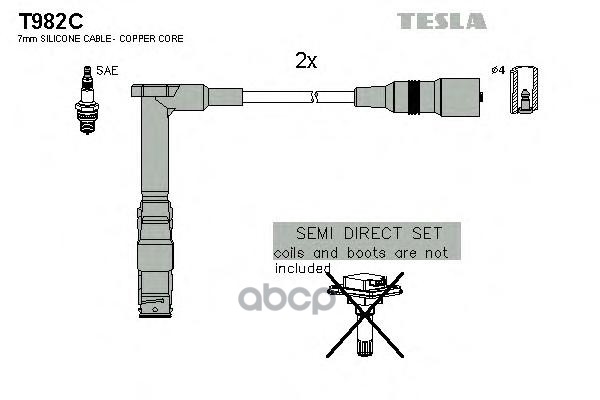 Провода высоковольтные компл. MB W202/124/210 TESLA T982C TESLA арт. T982C