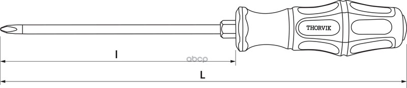 Отвертка Стержневая Ударная Крестовая, Ph2x200 Мм THORVIK арт. SDPG220