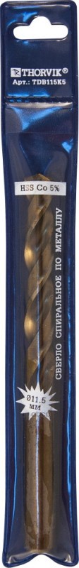 Сверло Спиральное По Металлу Hss Co В Пвх Упаковке, D12.0 Мм THORVIK арт. TDB120K5