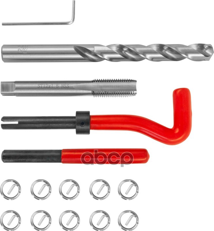 Набор Для Восстановления Резьбы 15 Пр: M12 X 1,5 Метчик, Вороток Установочный, Вставки THORVIK арт. TRIS1215