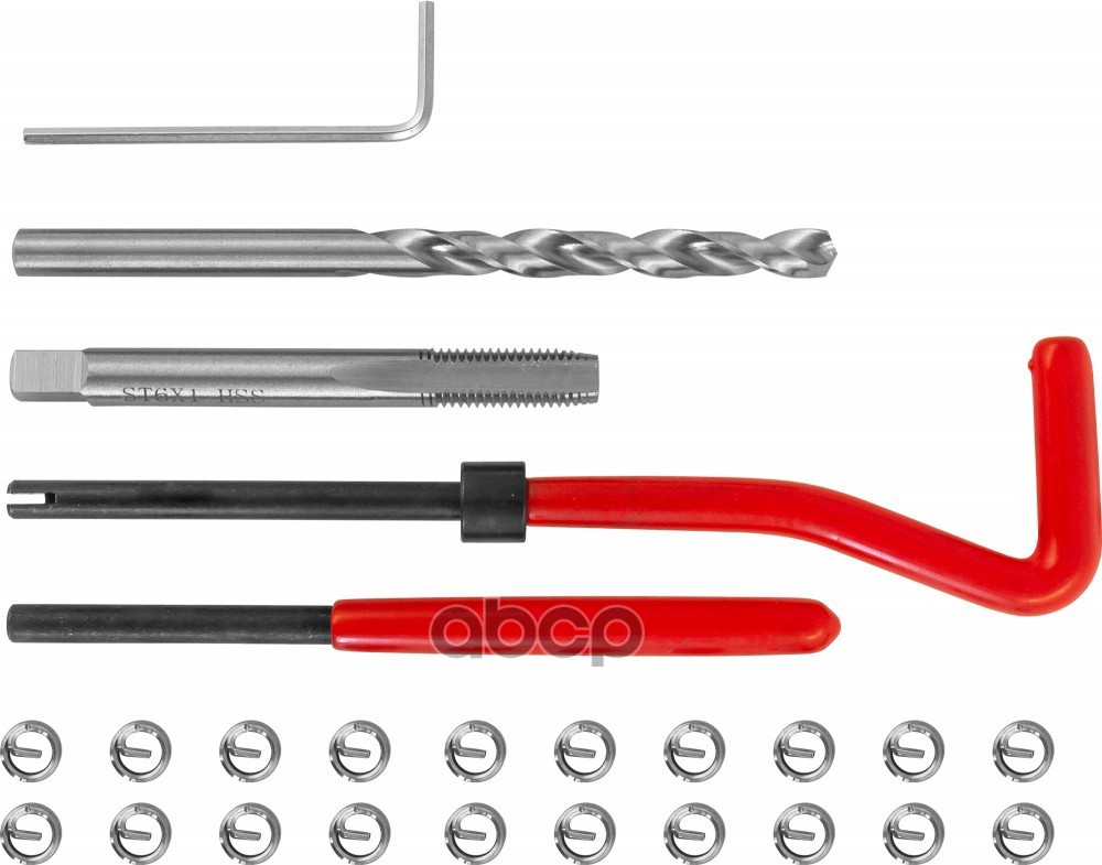 Набор Для Восстановления Резьбы 25 Пр: M6 X 1 Метчик, Вороток Установочный, Вставки THORVIK арт. TRIS61