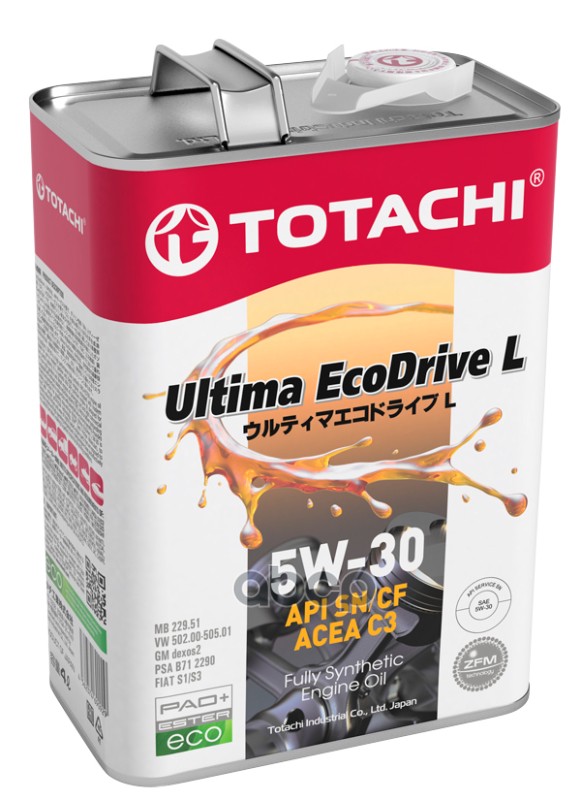 TOTACHI TOTACHI Ultima EcoDrive L 5W30 (4L) масло моторн.!API SN/CF, ACEA C3, MB 229.51, VW 502.00/505.01
