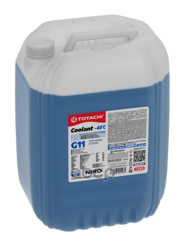 Антифриз, Готовый Раствор Niro Coolant G11 -40°C Синий 20Кг TOTACHI арт. 46320