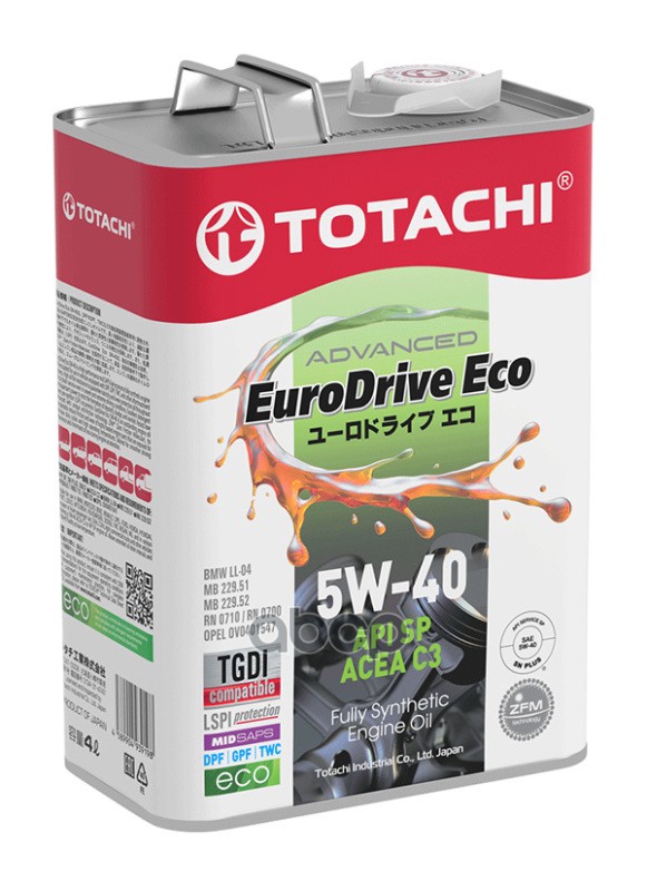 TOTACHI 5W-40 Eurodrive Eco Sp, C3 4Л (Синт. Мотор. Масло)
