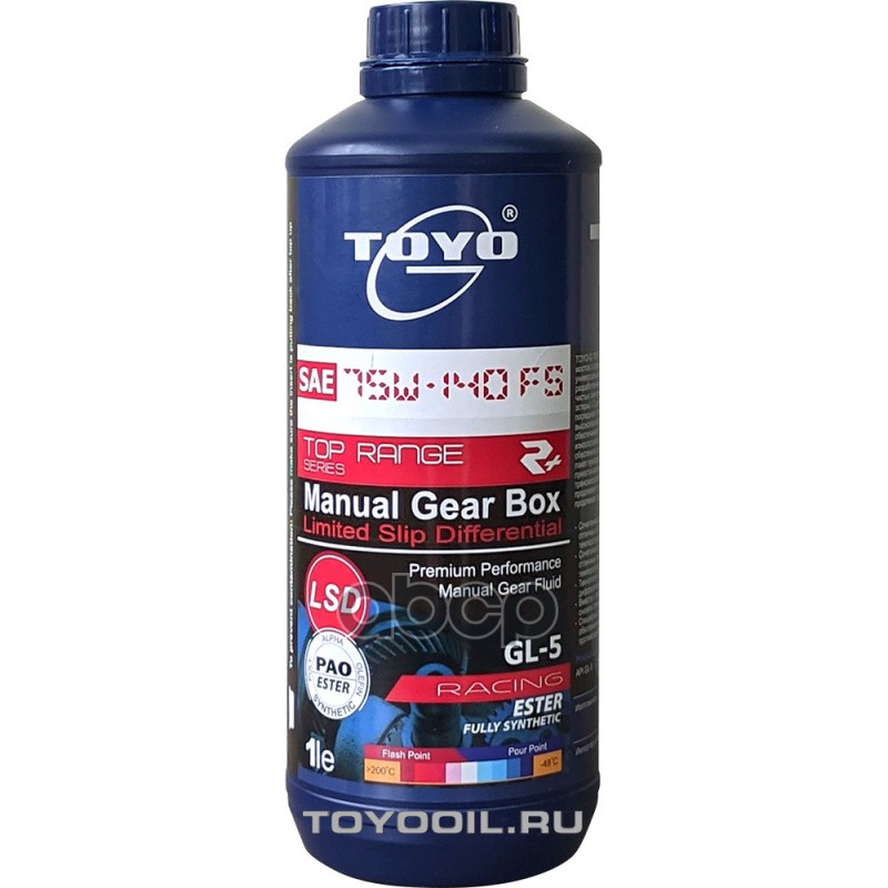 Масло Трансмиссионное 75W140 Api Gl-5 1L Toyo-G Top Range Sae R+ TOYO-G арт. 9555131407064