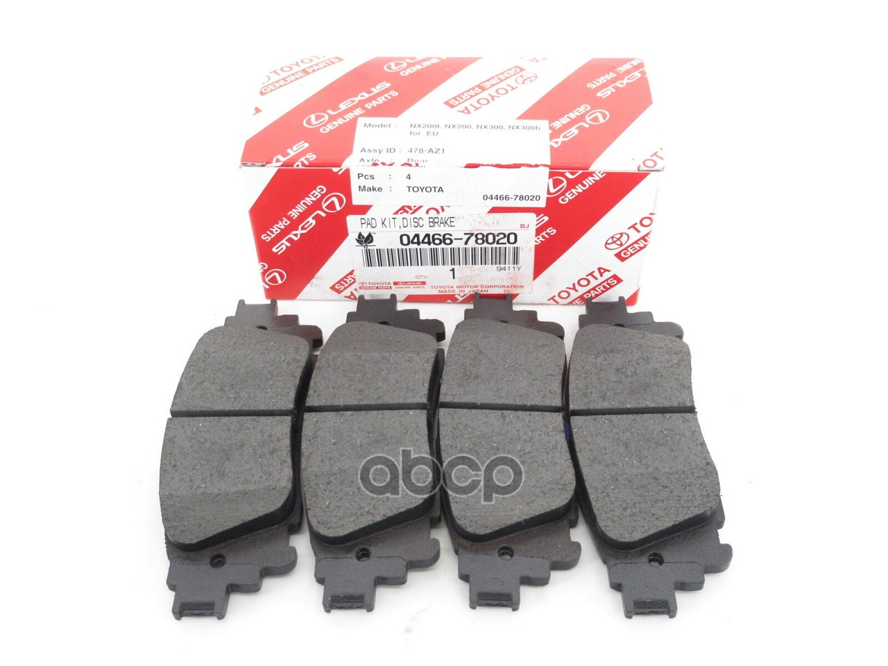 Колодки задние LEXUS RX III 270-450 2009-> TOYOTA 04466-78020 TOYOTA арт. 04466-78020