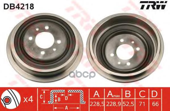 Барабан Тормозной Renault Kangoo I /D=228,5Mm Trw Db4218 TRW арт. DB4218