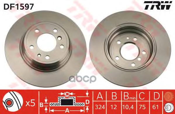Диск Тормозной Задн Bmw: 7 94-01, 8 90-99 TRW арт. DF1597