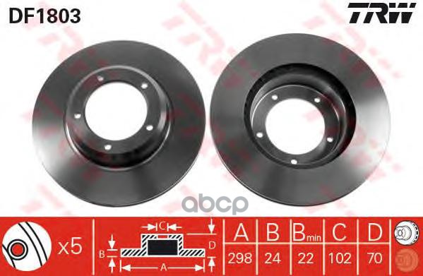 Диск Тормозной Передний Land Rover Defender 90/110/Rr Ii /D=298,5Mm Trw Df1803 TRW арт. DF1803