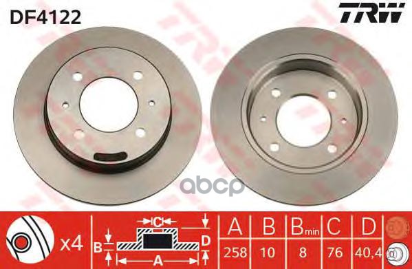 Диск Тормозной Задний Hyundai Coupe/Elantra/Lantra 90-06 Trw Df4122 TRW арт. DF4122