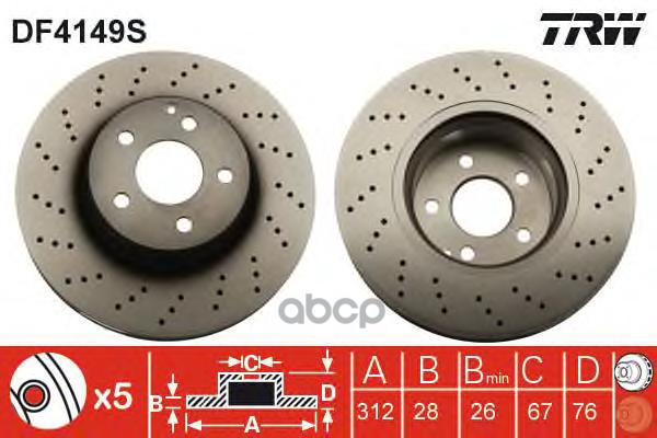 Диск Тормозной | Перед | TRW арт. DF4149S
