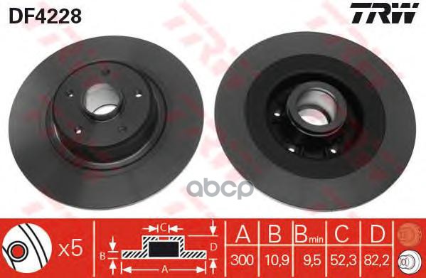 Диск Тормозной Задн Renault: Vel Satis 02- TRW арт. DF4228