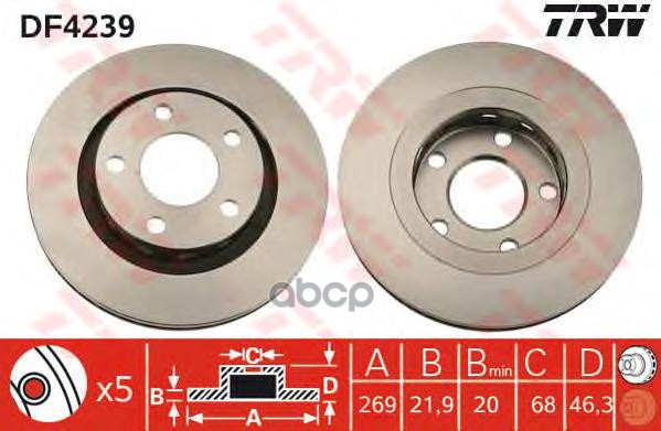 Диск тормозной задний TRW DF4239 TRW арт. DF4239