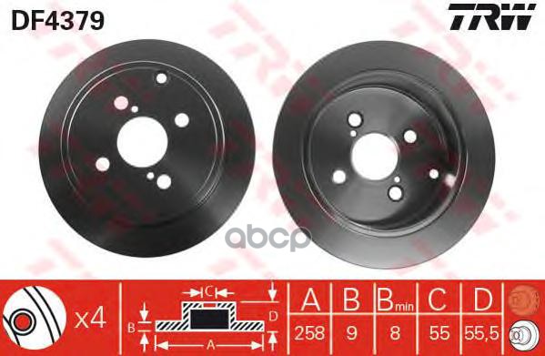 Диск тормозной задний TOYOTA Corolla TRW DF4379 TRW арт. DF4379