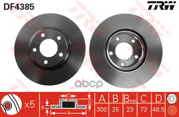 Диск тормозной передний MAZDA 3 2.0L TRW DF4385 TRW арт. DF4385