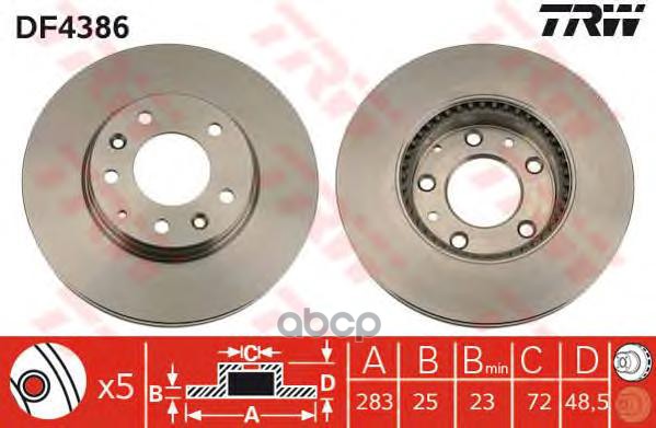 Диск тормозной передний MAZDA 6 TRW DF4386 TRW арт. DF4386