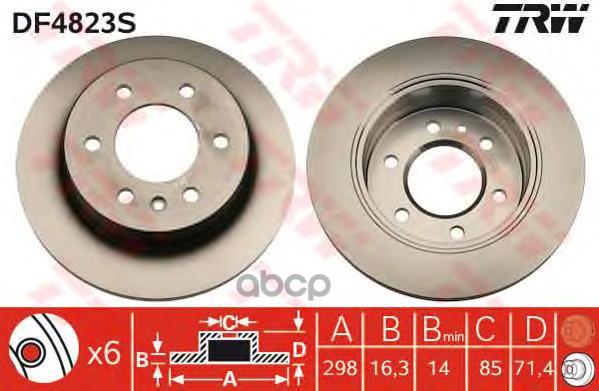 Диск тормозной задний MB 3/4/5/6T-Sprinter/VW Crafter all 06-> TRW DF4823S TRW арт. DF4823S