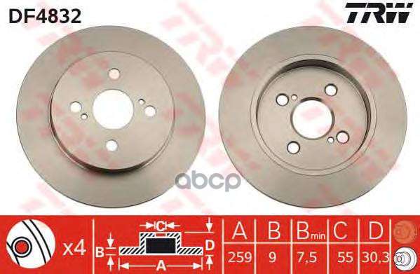 Диск Тормозной | Зад | TRW арт. DF4832