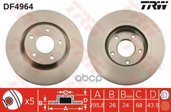 Диск тормозной передний Nissan Qashqai 2006 TRW арт. DF4964