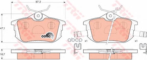 Колодки задние MITSUBISHI CARISMA/COLT/SPACE STAR/ VOLVO S40/V40 TRW GDB1314 TRW арт. GDB1314