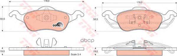Колодки передние FORD FOCUS I GDB1358 TRW арт. GDB1358