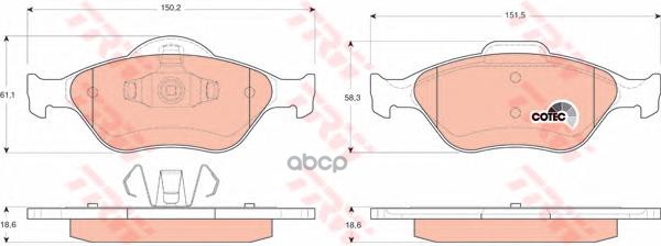 Колодки передние FORD FIESTA/FUSION TRW GDB1419 TRW арт. GDB1419