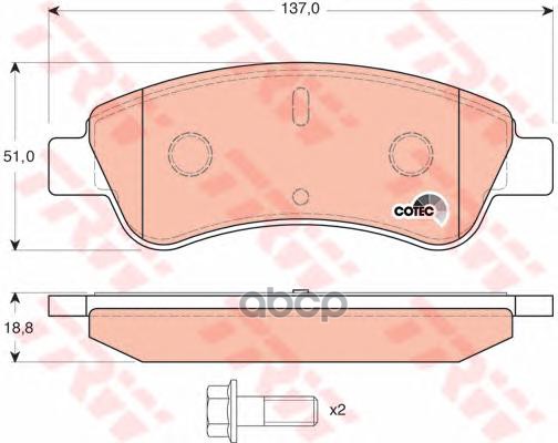 Колодки передние PEUGEOT206/307/ Berlingo/PEUGEOT Boxer (зад) TRW GDB1463 TRW арт. GDB1463