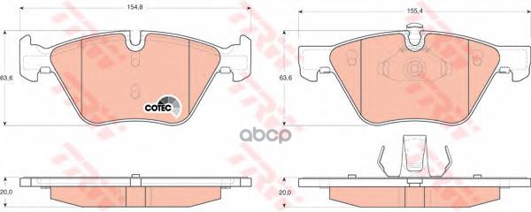 Колодки передние BMW 3 E90, 5 E60, X1 E84, Z4 E89 GDB1559 TRW арт. GDB1559