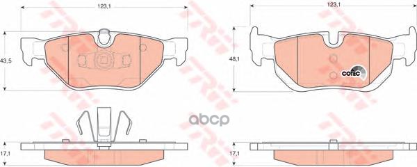 Колодки задние BMW 1 E81, E87, 3 E90, X1 E84 GDB1626 TRW арт. GDB1626