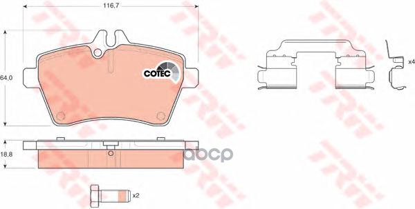 Колодки передние MB W169 (A) W245 TRW GDB1630 TRW арт. GDB1630