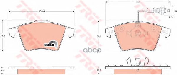 Колодки передние VW TOUAREG (7L_) GDB1651 TRW арт. GDB1651
