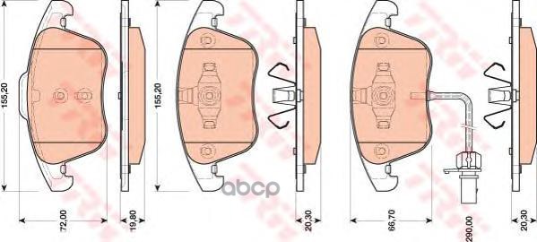 Колодки передние AUDI A4 (B8), A5 (8T_, 8F_) GDB1814 TRW арт. GDB1814