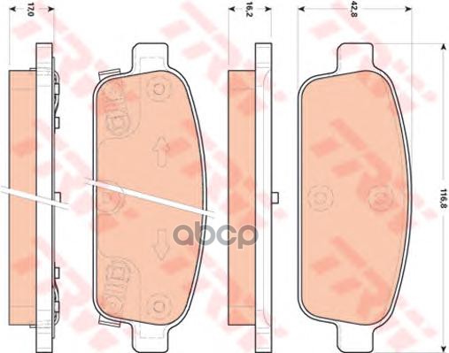 Колодки задние CHEVROLET CRUZE (J30_), ORLANDO, OPEL ASTRA J , MOKKA GDB1844 TRW арт. GDB1844