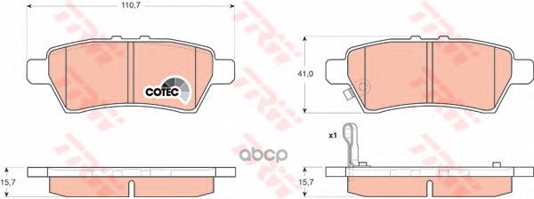 Колодки задние NISSAN NAVARA (D40), PATHFINDER (R51) GDB3405 TRW арт. GDB3405