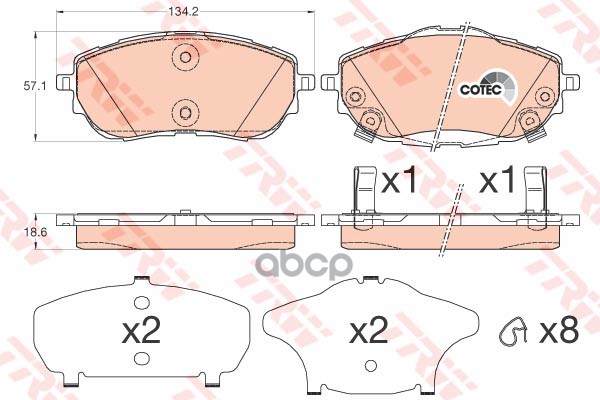 Колодки передние TOYOTA COROLLA (E18) 6/13- GDB3598 TRW арт. GDB3598