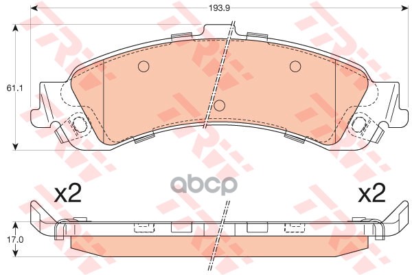Колодки Тормозные Дисковые Chevrolet: Silverado 1500 97-07, Suburban 1500 Вездеход Закрытый 99-06, Tahoe 99-06 TRW арт. GDB4454
