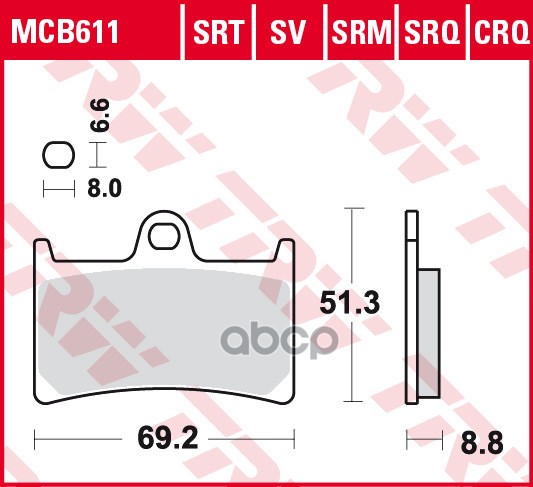 Колодки дисковые MCB611SV TRW арт. MCB611SV