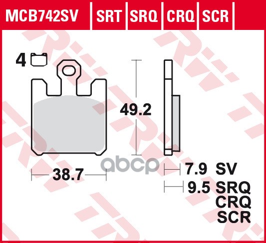 Колодки дисковые MCB742SV TRW арт. MCB742SV