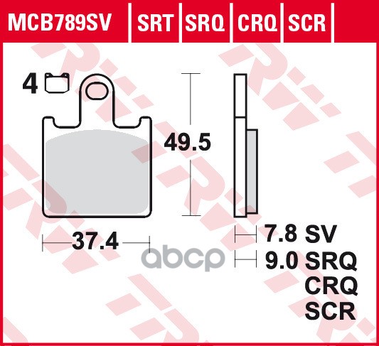 Колодки дисковые MCB789SV TRW арт. MCB789SV