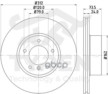 Диск тормозной передний TYREN арт. TYR1010861