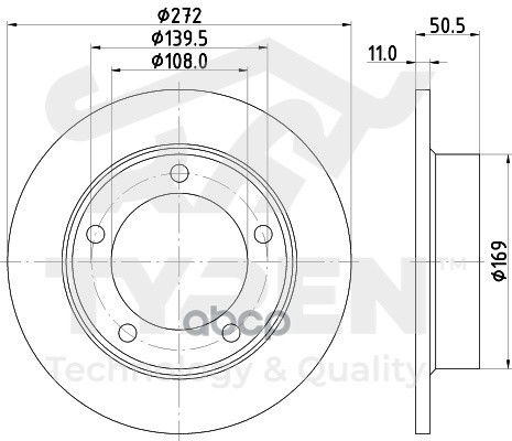 Диск тормозной передний TYREN арт. TYR1011931