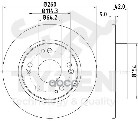 Диск тормозной задний TYREN арт. TYR1013261