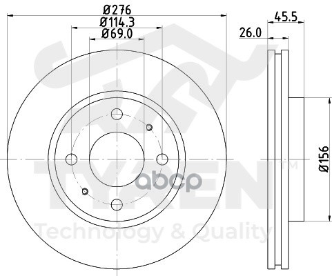 Диск тормозной передний TYREN арт. TYR1013931