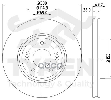 Диск тормозной передний TYREN арт. TYR1015641