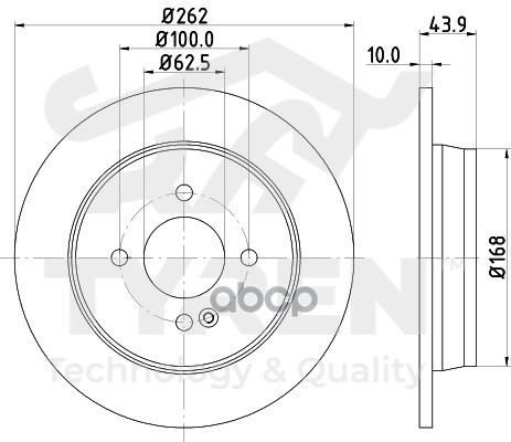 Диск тормозной задний TYREN арт. TYR1016281